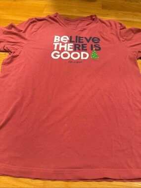 Life is good Believe there is good Christmas short sleeve tee size large .